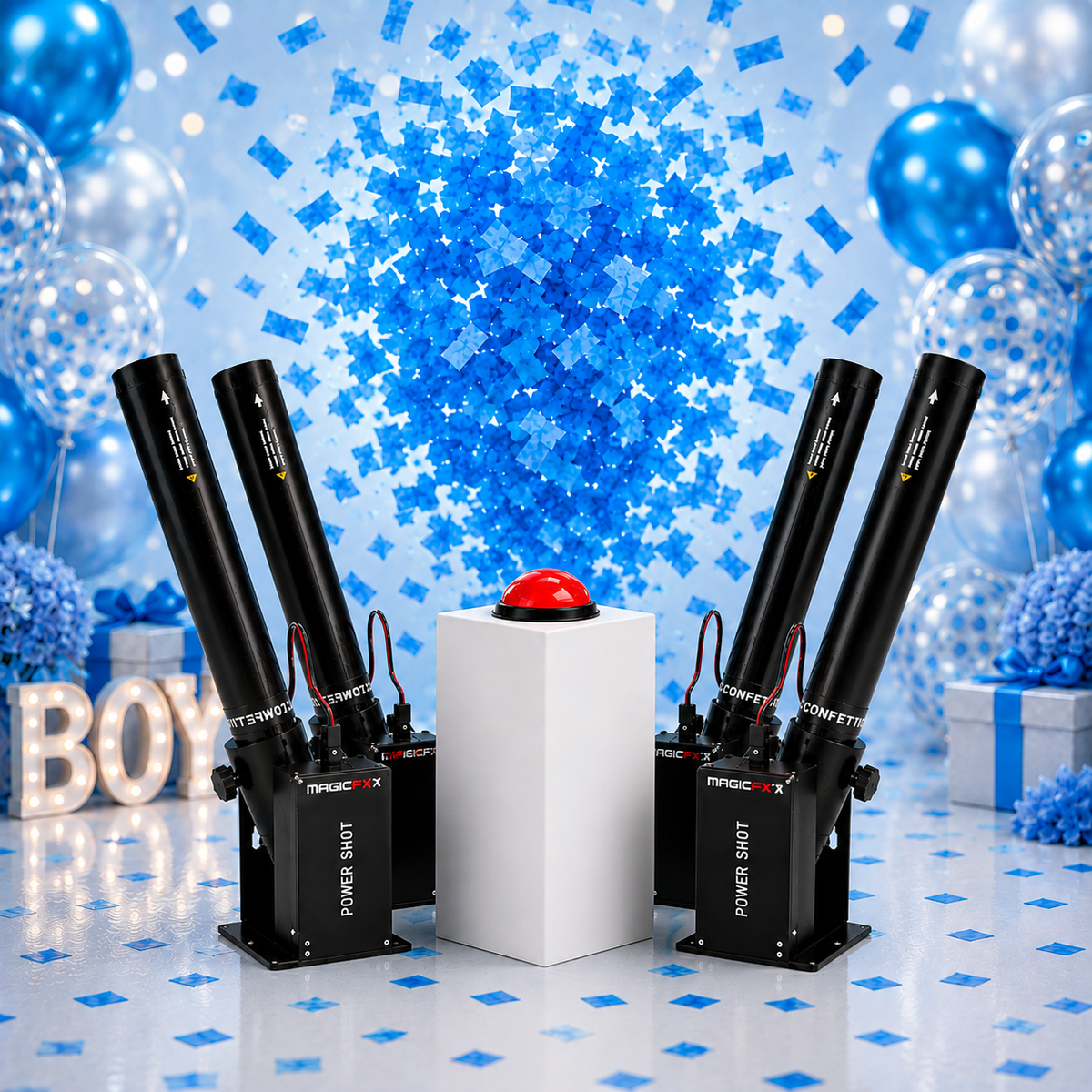 Confetti Kanonnen Huren – Set van 4 met Afvuurknop & Pilaar